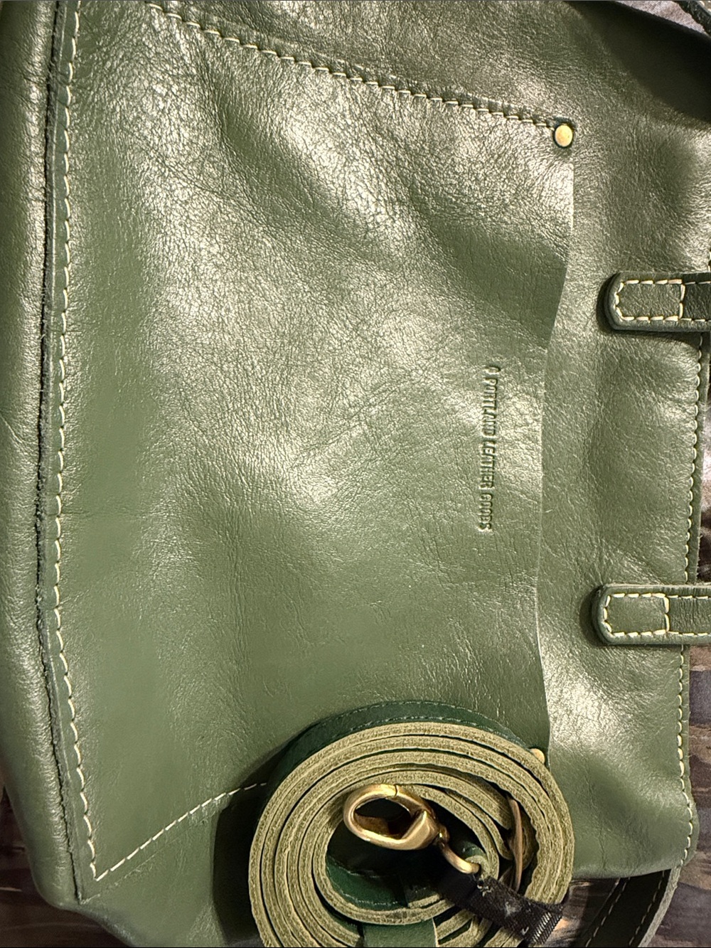 Portland Leather Olive Green Crossbody with Gold Accents